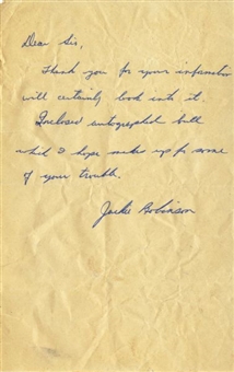 Jackie Robinson Vintage Signed Letter Written to Fan
